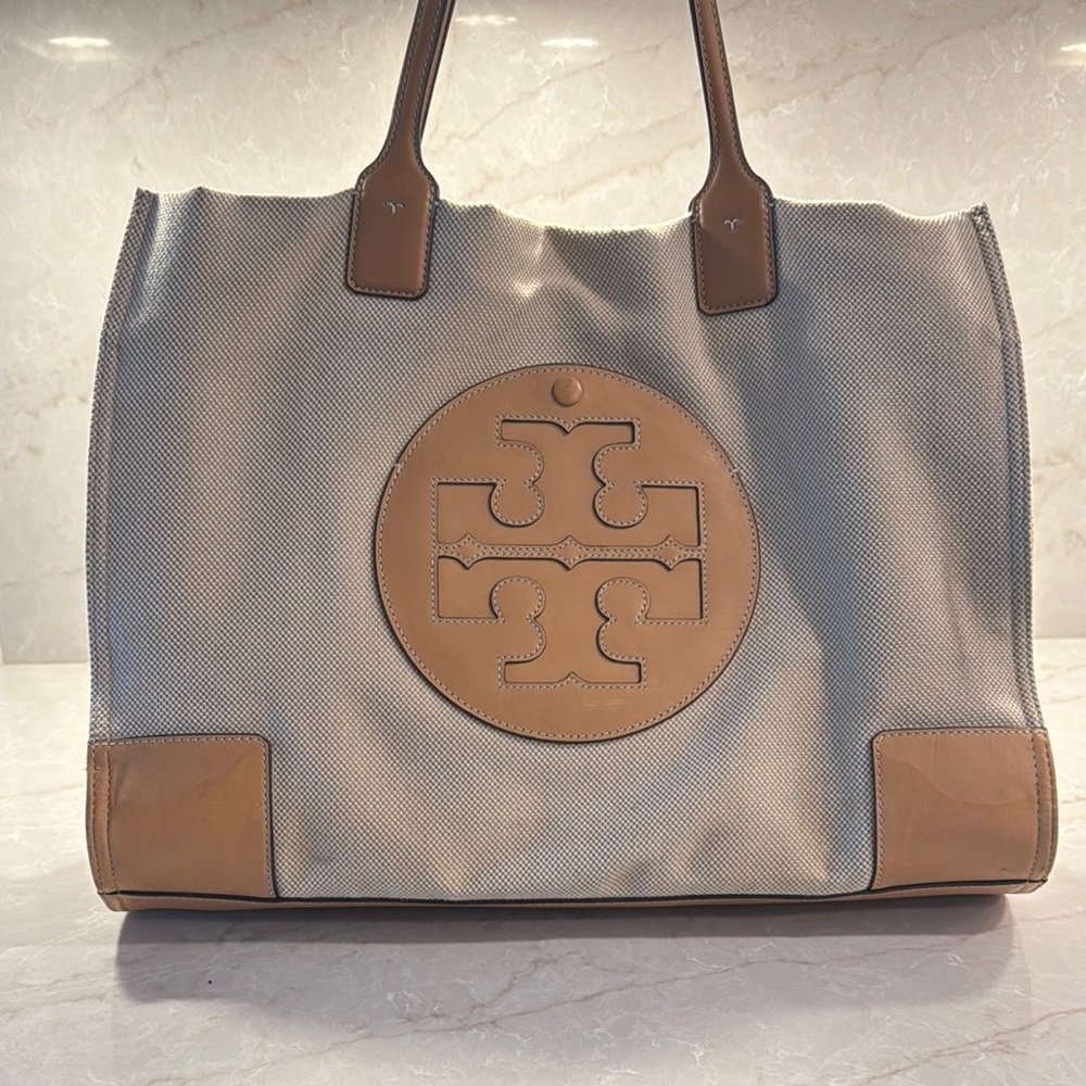 Tory Burch Beige Canvas Tote Bag